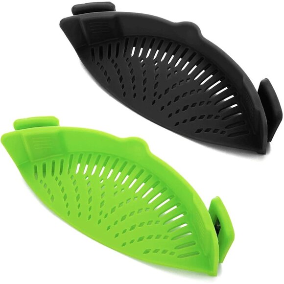 Other - 2 Pcs Clip on Strainer, Pot Strainer for Pasta Meat Vegetables Fruit, Silicone S
